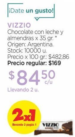 Farmacity Chocolate vizzio con leche y almendras x 35 g oferta