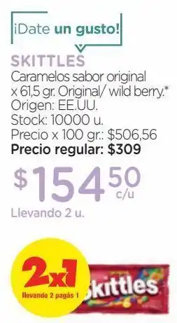 Farmacity Caramelos skittles sabor original x 61,5 g oferta