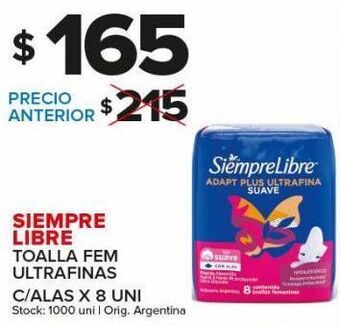 Carrefour Maxi Toallas femeninas siempre libre x 8un oferta