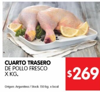 Disco Cuarto trasero de pollo fresco kg oferta