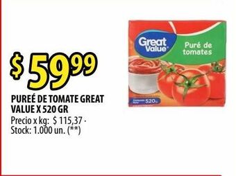Punto Mayorista Puré de tomate great value x 520 gr oferta