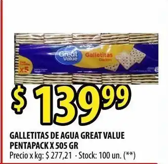Punto Mayorista Galletitas de agua great value pentapack x 505 gr oferta