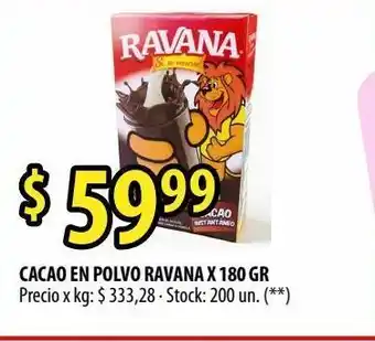 Punto Mayorista Cacao en polvo ravana x 180 gr oferta