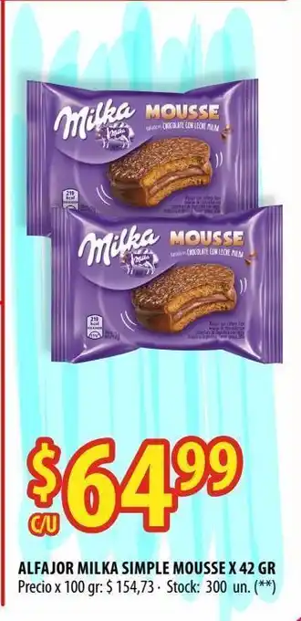 Punto Mayorista Alfajor milka simple mousse x 42 gr oferta