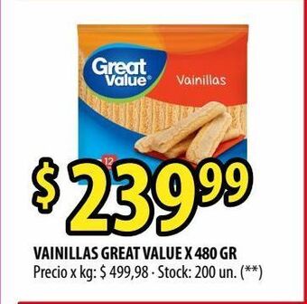 Punto Mayorista Vainillas great value x 480 gr oferta