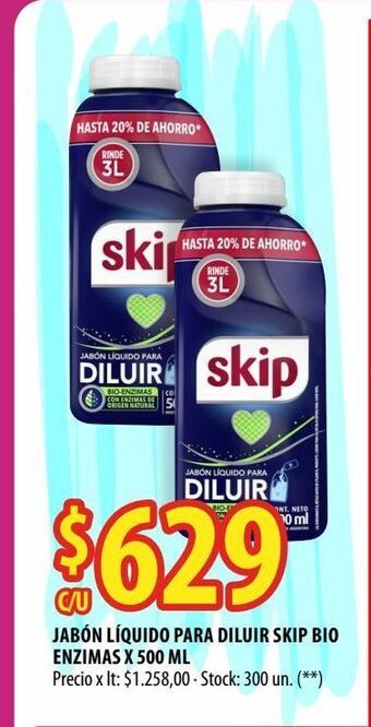 Punto Mayorista Jabón líquido para diluir skip bio enzimas x 500 ml oferta