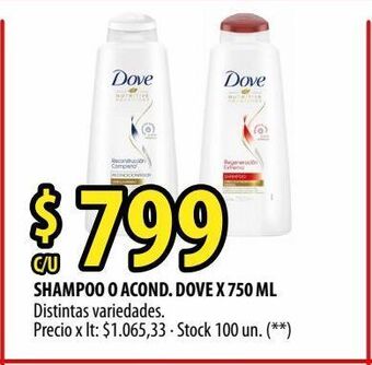 Punto Mayorista Shampoo o acond. dove x 750 ml oferta