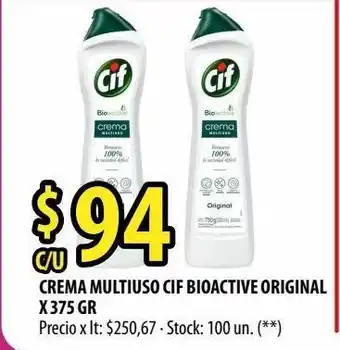 Punto Mayorista Crema multiuso cif bioactive original x 375 gr precio x lt: $ oferta