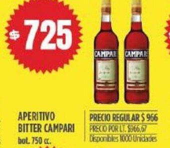 Supermercados Vea Aperitivo Bitter Campari 750cc oferta