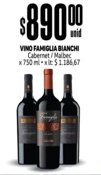 Makro Vino Famiglia Bianchi Cabernet / Malbec x 750 ml oferta
