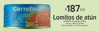 Carrefour Market Lomitos de Atún Al Natural / En Aceite x 170 g oferta