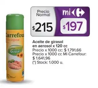 Carrefour Market Carrefour Aceite de Girasol En Aerosol x 120 cc oferta