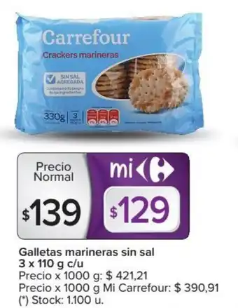 Carrefour Market Carrefour Galletya Marineras Sin Sal 3 x 110 g oferta
