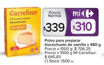 Carrefour Market Carrefour Polvo Para Preparar Bizcochuelo de Vainilla x 480 g oferta