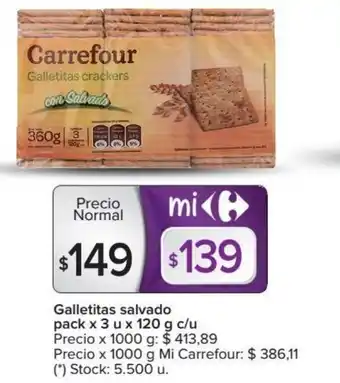 Carrefour Market Carrefour Galletitas Salvado Pack x 3 u x 120 g oferta