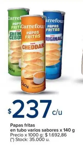 Carrefour Market Carrefour Papas Fritas En Tubo Varios Sabores x 140 g oferta