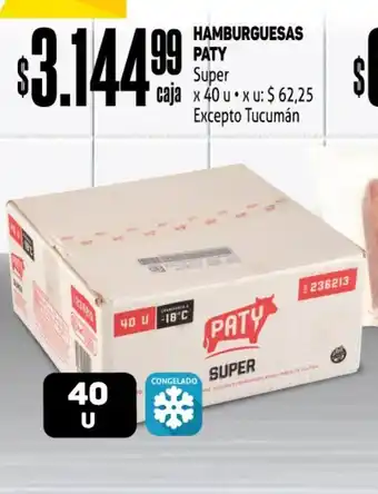 Makro Paty Hamburguesas Super x 40u oferta