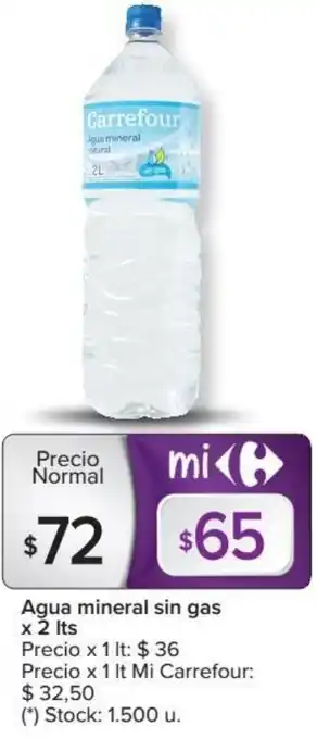Carrefour Market Carrefour Agua Mineral Sin Gas x 2 lts oferta