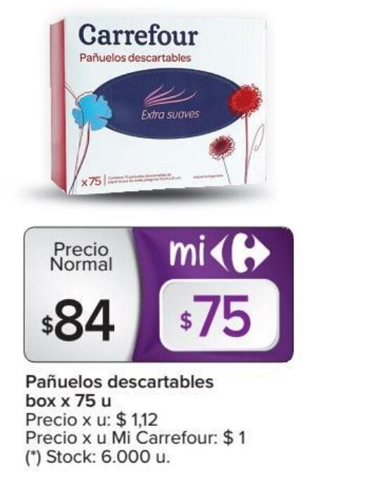 Carrefour Market Carrefour Pañuelos Descartables Box x 75 u oferta