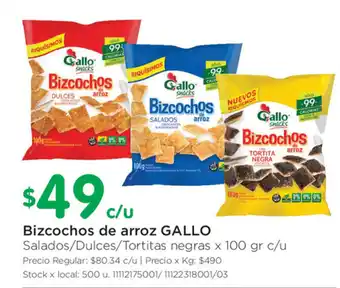 Jumbo Gallo Bizcochos de arroz x 100gr c/u oferta