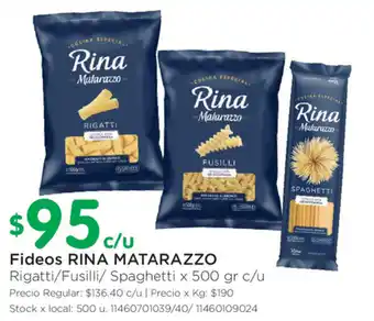Jumbo Rina Matarazzo Fideos x 500gr c/u oferta