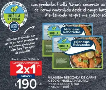 Carrefour Market Huella Natural Milanesa Rebozada de Carne x 500 g 2x1 oferta