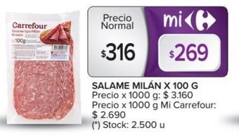 Carrefour Market Carrefour Salame Milán x 100 g oferta