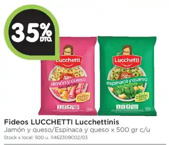 Jumbo Lucchetti Lucchettinis Fideos x 500gr c/u. 35% de descuento oferta