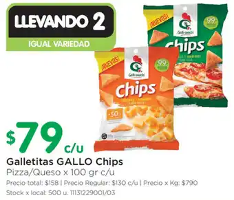 Jumbo Gallo Chips Galletitas x 100gr c/u oferta