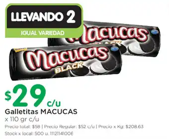 Jumbo Macucas Galletitas x 110gr c/u oferta