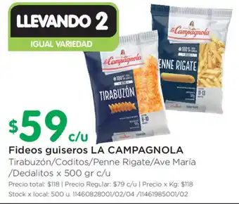Jumbo La Campagnola Fideos guiseros x 500gr c/u oferta