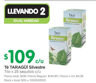 Jumbo Taragüi Té Silvestre x 25 saquitos c/u oferta