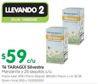 Jumbo Taragüi Té Silvestre x 25 saquitos c/u oferta