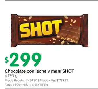 Jumbo Shot Chocolate con leche y maní x 170gr oferta