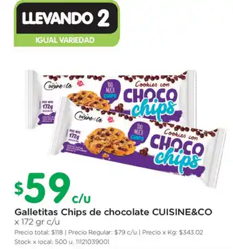 Jumbo Cuisine&Co Galletitas Chips de chocolate x 172gr c/u oferta