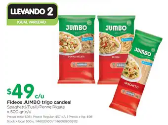 Jumbo Jumbo trigo candeal Fideos x 500gr c/u oferta