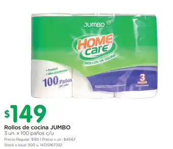 Jumbo Jumbo Rollos de cocina 3un. x 100 paños c/u oferta