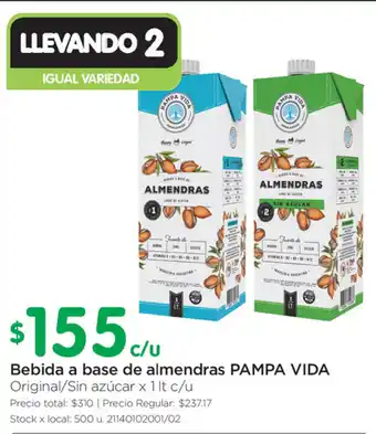 Jumbo Pampa Vida Bebida a base de almendras x 1lt c/u oferta
