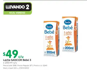 Jumbo Sancor Bebé 3 Leche x 200ml c/u oferta