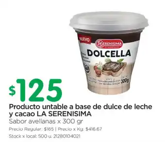 Jumbo La Serenisima Dolcella Producto untable a base de dulce de leche y cacao x 300gr oferta