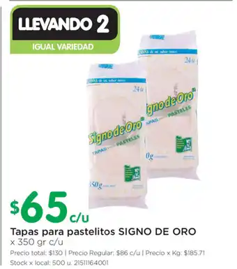 Signo de Oro Tapas para pastelitos x 350gr c/u