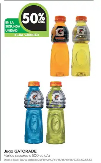 Jumbo Gatorade Jugo x 500cc c/u, 50% de descuento oferta