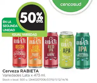 Jumbo Rabieta Cerveza x 473ml, 50% de descuento oferta