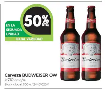 Jumbo Budweiser OW Cerveza x 710cc c/u. 50% de descuento oferta