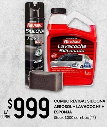 Changomas Combo revigal silicona aerosol + lavacoche + esponja oferta