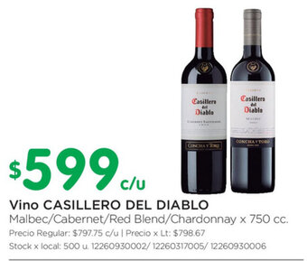 Jumbo Casillero del Diablo Vino x 750cc oferta