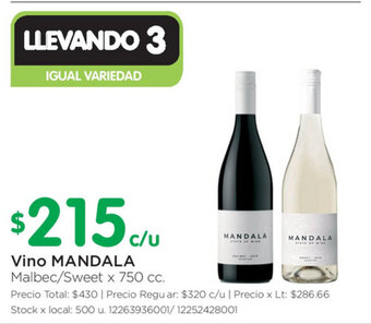 Jumbo Mandala Vino x 750cc oferta