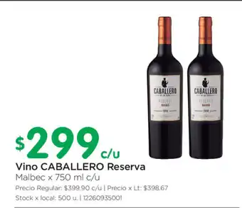 Jumbo Caballero Vino Reserva x 750ml c/u oferta
