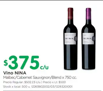 Jumbo Nina Vino x 750cc oferta