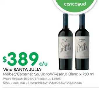 Jumbo Santa Julia Vino x 750ml oferta
